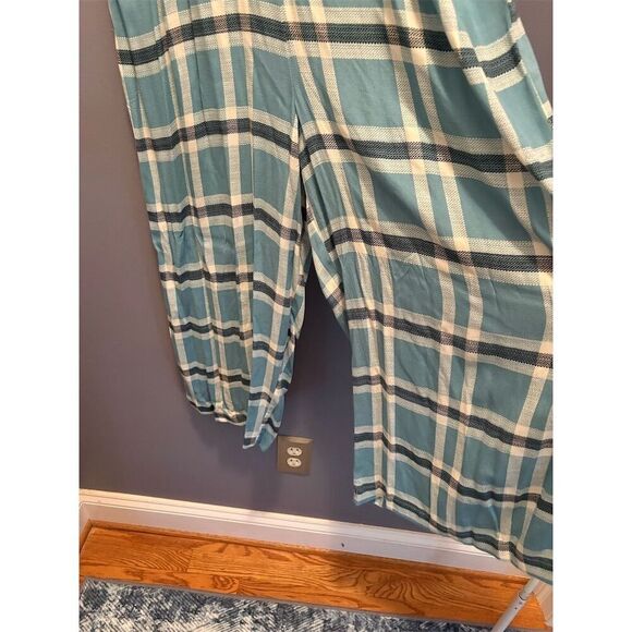 Wild Fable Women's L Blue Plaid Jumpsuit Wide-Leg Casual One-Piece - Picture 2 of 7